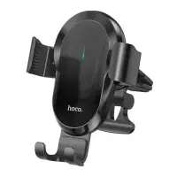 Incarcator auto HOCO CA105, wireless 15W, aliniere automata pe telefon, cu trei axe, prindere ventilatie, Negru