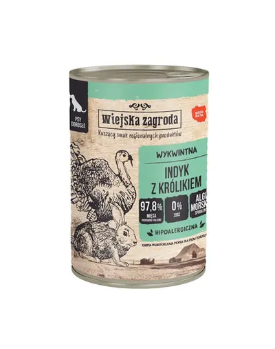 WIEJSKA ZAGRODA Curcan cu iepure, hrană umedă pentru câini 400 g