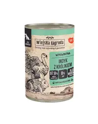 WIEJSKA ZAGRODA Curcan cu iepure, hrană umedă pentru câini 400 g