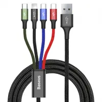 Cablu Incarcare USB-A - Lightning / microUSB / 2 x USB-C Baseus Rapid 4in1, 20W, 1.2m, Negru CA1T4-B01