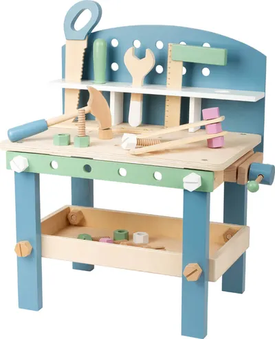 Atelier de lucru din lemn pentru copii Small Foot - Cu unelte, 22 de piese
