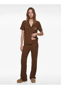 Pijama uni cu striatii - Maro pamantiu