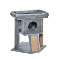PawHut Ansamblu de Joacă de Sisal din Sisal și Pluș, Căsuță pentru Pisici și Pat, Gri | Aosom Romania