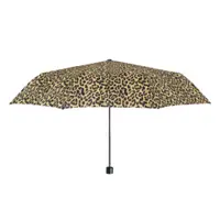 Mini umbrelă manuală, Perletti, model leopard, culoarea bej nisipiu