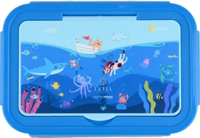 Cutie pentru mâncare cu tacâmuri Estia Save The Aegean - Ocean Play, 900 ml