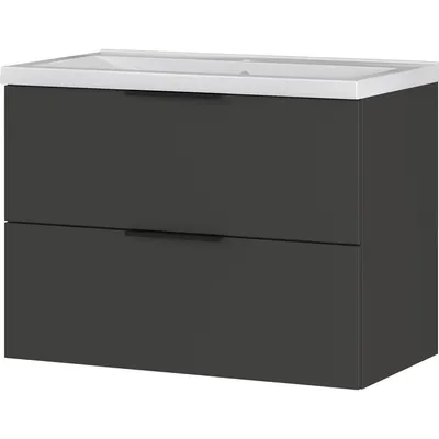 Dulap cu chiuvetă gri antracit suspendat cu aspect mat 81x65 cm Crandon – Germania