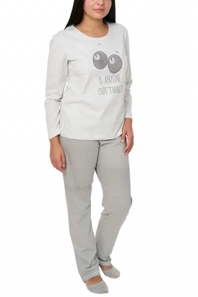 Pijamale dama din bumbac, Betty, gri melange (Marime pijama: M)