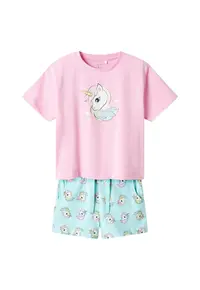 Set tricou si pantaloni scurti fete 13239682 - Bumbac organic - Albastru deschis - Albastru deschis