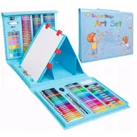 Set Pictura si Desen pentru Copii 208 Piese Suport Foaie Desen Albastru 3+ Ani