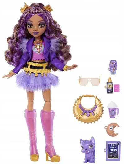 Păpuşă Monster High - Clawdeen Wolf, cu un animal de companie, 28 cm