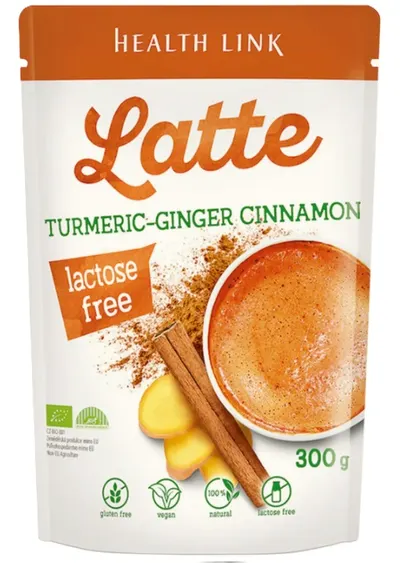 Latte organic cu turmeric, ghimbir și pudră de scorțișoară, 300 g, Health Link