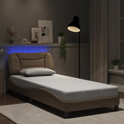 vidaXL Cadru de pat cu LED fără saltea Hvar cappuccino 90x200 cm