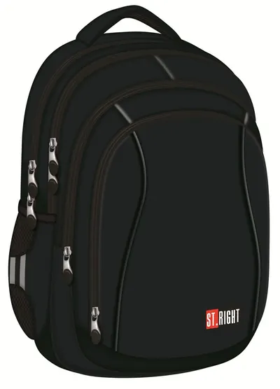 Ghiozdan cu 4 compartimente, St Majewski, St.Right Black, 43 x 32 x 20 cm
