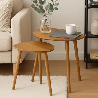 Set 2 mese de cafea Trends4You, triunghiulare, nature