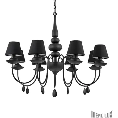 candelabru Blanche, 8 becuri, dulie E14, D:920 mm, H:900/1400 mm, Negru