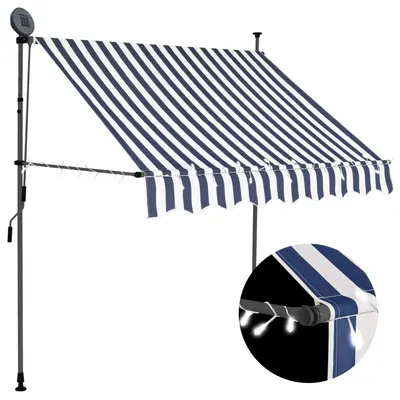 Gossi copertina retractabila manual cu led, albastru & alb, 200 cm