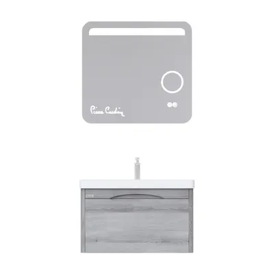 Set mobilier baie Pierre Cardin Pacific LED suspendat 3 piese tei gri 80 cm