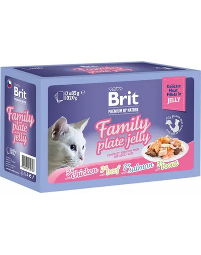 BRIT Premium by Nature Cat Delicate Fillets in Jelly 24x85 g Family Plate, hrană umedă pisici adulte, fileuri în jeleu