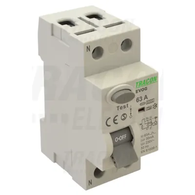 Bloc cu protectie diferentiala, 2 poli EVOG2P633 63A, 300mA, 6kA, A