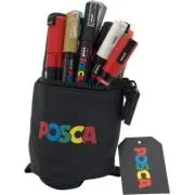 Penar Stand UP, negru cu fermoar, set 18 markere