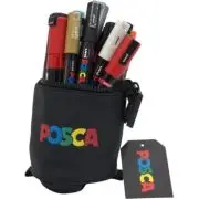 Penar Stand UP, negru cu fermoar, set 18 markere