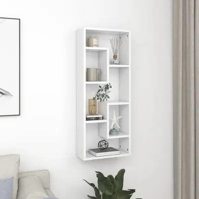 vidaXL Raft de perete, alb, 36x16x90 cm, lemn prelucrat