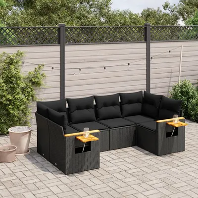 Gossi set mobilier de gradina cu perne, 6 piese, negru, poliratan