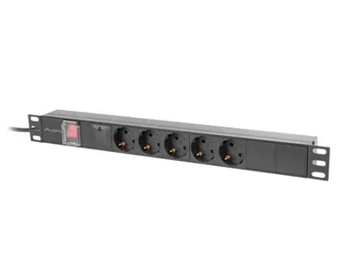 Unitate distributie alimentare PDU 19", 1U, 16A, 5 prize , negru