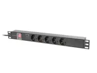 Unitate distributie alimentare PDU 19", 1U, 16A, 5 prize , negru