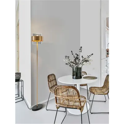 Lampa podea SIANNA Smoke Sticla & Negru Cord & Alama aurie Metal LED E27 1x12 Wat 230 Volt IP20 Fara bec