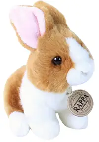 Jucărie de pluș Rappa Eco Friends - Iepuraș, alb și maro, 16 cm