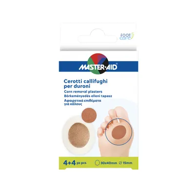 MASTER-AID Plasturi bataturi cu acid salicilic, 4+4buc