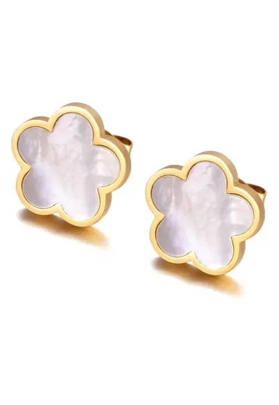 Cercei aurii - din otel inoxidabil - suflati cu aur 18k - forma de floricele - Amelisse C3
