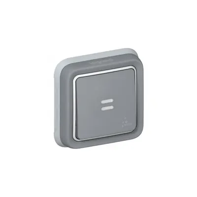 Push-button Plexo IP55 - illuminated changeover - flush mounting - gri