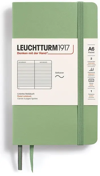 Caiet de buzunar Leuchtturm1917 Muted Colors - A6, verde deschis, liniat, copertă moale
