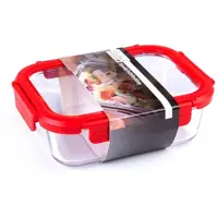 Vas Termorezistent, 640 ml pentru Gatit si Depozitare, Capac Plastic, Perfect Home