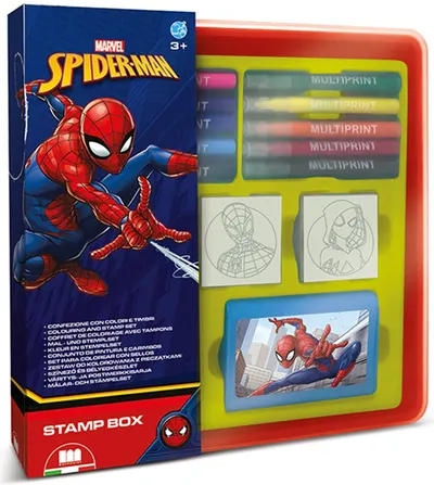 Set de ștampile Multiprint Spider-Man - 4 buc,cu 10 carioci