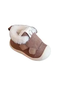 Pantofi Imblaniti - Model Snow - Piele intoarsa - Velcro - Maro