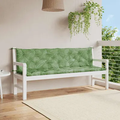 vidaXL Perne bancă de grădină, 2 buc, 200x50x7cm, model frunze, textil
