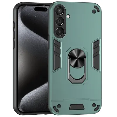 Husa Ultra Armor cu Inel Magnetic pentru Samsung Galaxy S25 Plus, Protectie antisoc, Suport rotativ, Verde Engros