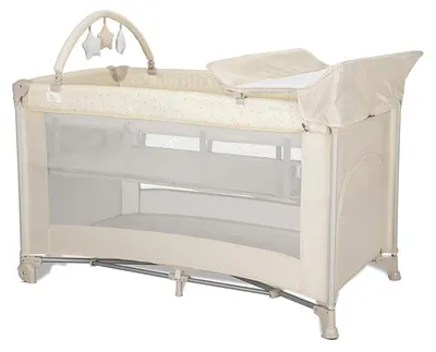 Pătuț pentru bebeluși cu 2 niveluri Lorelli - Torino Plus, Beige