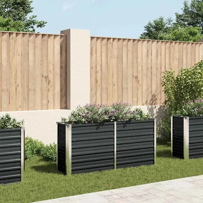vidaXL Strat înălțat de grădină antracit 160x40x77 cm oțel galvanizat
