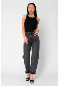Blugi lungi cu strasuri Dark Grey 20991 - Gri inchis