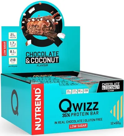 Qwizz Batoane proteice, ciocolată cu cocos, 12 buc, Nutrend
