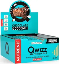 Qwizz Batoane proteice, ciocolată cu cocos, 12 buc, Nutrend