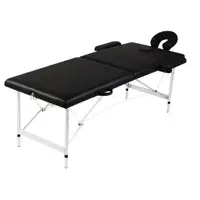 Gossi masa de masaj pliabila, 2 zone, negru, cadru din aluminiu