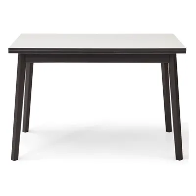 Masă de dining extensibilă albă-neagră cu aspect din lemn de stejar Hammel Single, 120 x 80 cm