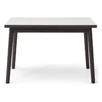 Masă de dining extensibilă albă-neagră cu aspect din lemn de stejar Hammel Single, 120 x 80 cm