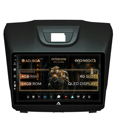 Navigatie Isuzu D-MAX (2015+), Android, A-Octacore 4GB RAM + 64GB ROM, 9 Inch - AD-BGA9004+AD-BGRKIT311