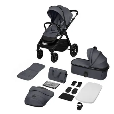 Carucior 2 in 1 Lionelo Layla , sarcina maxima 22 kg, cadru aluminiu, cu landou intarit si salteluta din spuma AirDots, reversibil, ventilatie 3D, accesorii, EN1888-1, gri